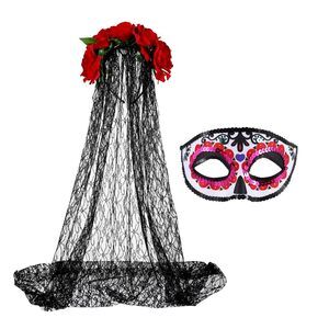 1947 Day Of The Dead Costumes For Flower Headpiece Mask Set